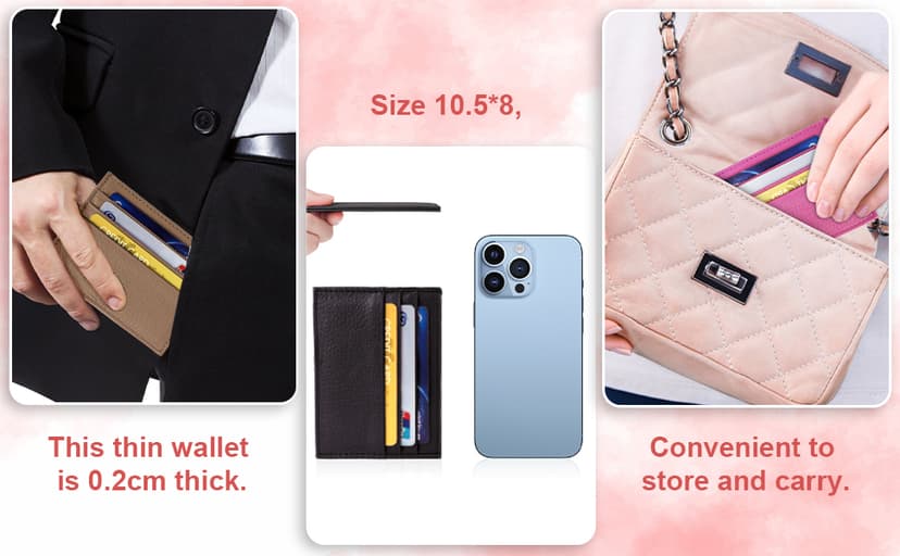 URAQT Credit Card Holder Wallet, RFID Blocking Leather Ultra Slim Wallet, Thin Minimalist Credit Card Case Card Protector, Front Pocket Wallets for Men, Women - 6 Card Slots and 1 Pockets (Black)