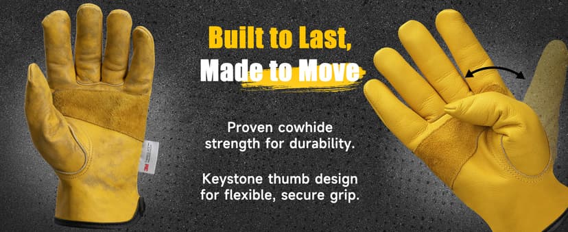 DULFINE Winter Leather Work Gloves for Men and Women,3M Thinsulate Lining for Cold Weather Work, Thermal Insulated Gloves