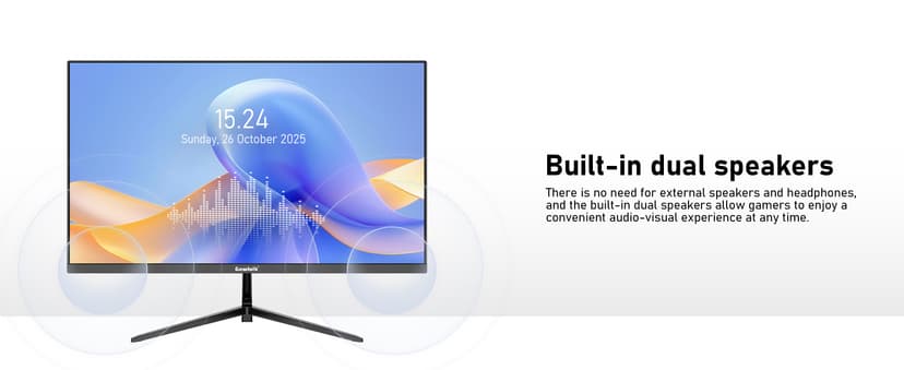 Gawfolk 27 inch IPS 2K QHD (2560×1440) Computer Monitor 75Hz Gaming PC Screen, 1ms,Adaptive Sync,100% sRGB, 1.07 Billion Colours,Built-in Speaker,Display 1.4、Port HDMI2.0, Black
