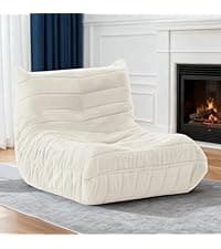 Bean Bag Chair for Adults, Soft Faux Fur Giant Beanbag Chairs, Oversized Cozy Bean Bag Couch Large Reading Chair, Comfy Bean Bag Sofa for Living Room, Bedroom & Dorm, Beige