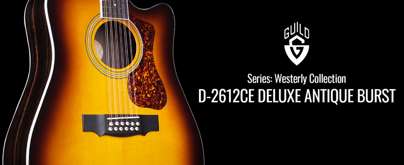GUILD Guitars D-2612CE Deluxe ATB 12-string Acoustic Guitar, Antique Burst, Archback Deluxe, Solid Top, Dreadnought, Westerly Collection