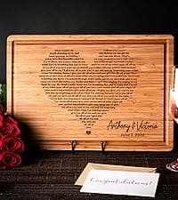 Personalized Cutting Board Wedding Gift - Custom Wood Wedding Registry Gift, Personalized Bridal Shower Gifts for the Couple, Engraved Charcuterie Board, 50th Anniversary Monogram Cutting Board