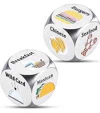 Anniversary Steel Gifts for Him Her Date Night Dice Gift for Boyfriend Girlfriend Wife Husband Couple Women Men Food Dice Decider Sweetest Day Birthday Wedding Valentines Christmas White Elephant
