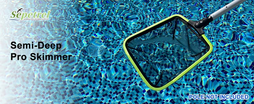 Sepetrel Deluxe Swimming Pool Cleaning Kit Including Professional Leaf Skimmer Net,Half-Depth Fine Mesh Net,17.5" Pool Brush Head & Hand Scrub Brush(NO Pole)