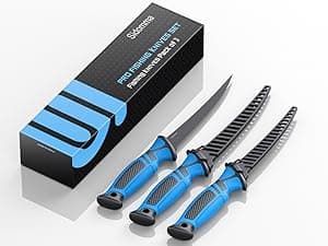 Sidomma 2 pcs Fishing Fillet Knife Set Stainless Steel 6.5 Inch Pro Fish Knife for Filleting, Fishing Gear, Fishing Tool Set, Fishing Sccessories Gifts for Men