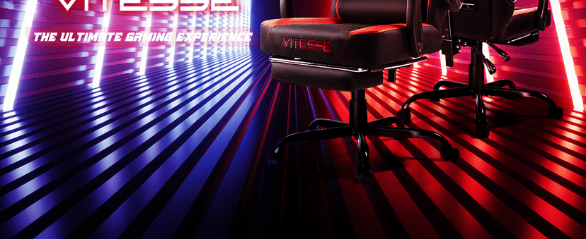 VITESSE Ergonomic Video Gaming Chair for Adults, 400 lbs PC Computer Chair, Racing Office Chair, Silla Gamer Height Adjustable Swivel Chair with Lumbar Vibration Support and Headrest(Red)