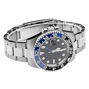 FANMIS GMT Master Sapphire Glass Blue and Black Ceramic Bezel Men's Silver Automatic Watch