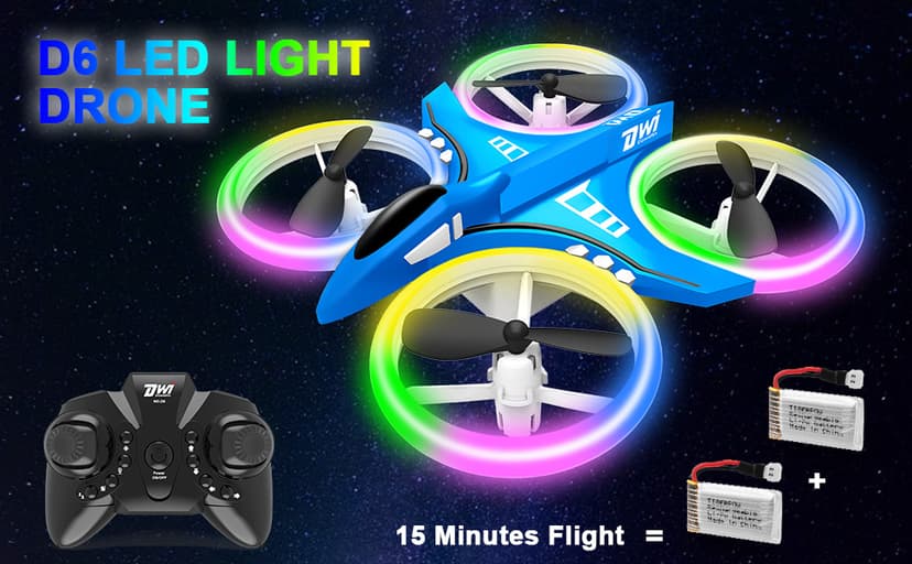 Dwi Dowellin 4.9 Inch Mini Drone for Kids LED Night Lights One Key Take Off Landing Flips RC Remote Control Small Flying Toys Drones for Beginners Boys and Girls Adults Nano Quadcopter, Blue