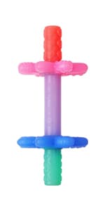 Itzy Ritzy Teensy Tube Teether – Textured Hollow Baby Teething Tube That Reaches Front Teeth & Back Molars, Made of Soft Silicone (Pink Rainbow)