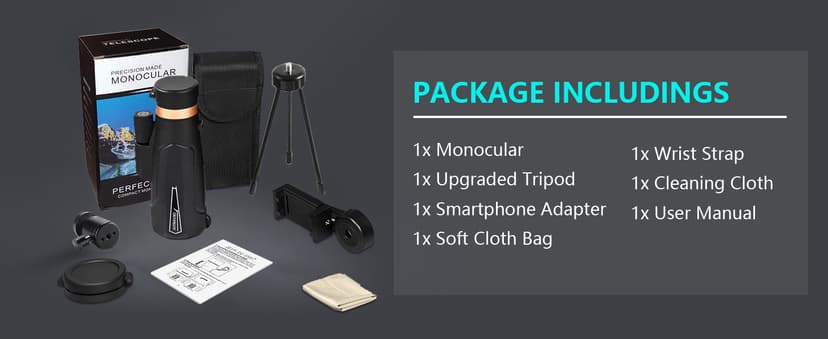 12x60 Monocular Telescope with Smartphone Holder & Upgraded Tripod, High Powered SMC & BAK4 Scope, Birthday Gifts for Men Dad Him Husband Teen, Gifts for Christmas, Outdoors Survival Hiking Gear