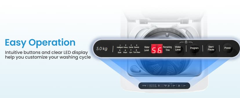 Giantex Portable Washing Machine, 1.5 cu.ft Compact Washer with Drain Pump, LED Display, 8 Programs, 10 Water Levels, Child Lock, 11 LBS Clothes Capacity for Apartment, Home, Dorms, RV (Gray & Black)