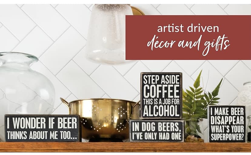 Primitives by Kathy 27218 Pinstripe Trimmed Box Sign, Grandpas, Wood, Small, black/white