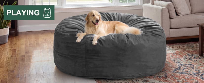 fond + found 5FT Bean Bag Chair for Adults - Giant Memory Foam Bean Bag with Removable Washable Cover, Large Comfy Bean Bag Chair with Handle & Side Pocket for Living Room, Bedroom, Gaming