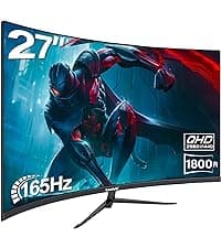 Gawfolk 27 inch Curved Gaming Monitor,144Hz/180Hz PC Monitor Full HD 1080P, Frameless 1800R Computer Display with FreeSync & Eye-Care Technology, Wall Mountable, DP, HDMI Port (Black)