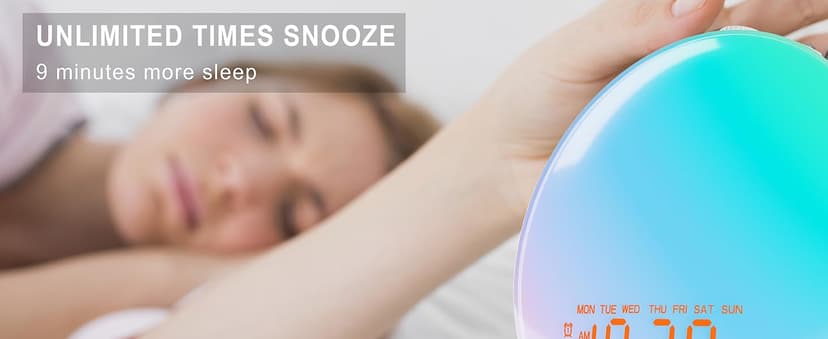 Wake Up Light Sunrise Alarm Clock for Bedroom, 17 Nightlights, Sound Machine with 5W Bluetooth Speaker, 25 Soothing Sounds, SleepTimer, Dual Alarms, FM Radio, Ideal Gift for Baby, Kids, Adults, Senior