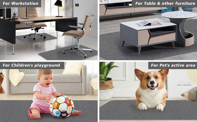 Sycoodeal Office Chair Mat for Hardwood Floor,Office Computer Gaming Chair Mat for Tile Floor,Large Floor Protector Rug,Anti-Slip,Easy to Clean,Pure Black(48"x36")