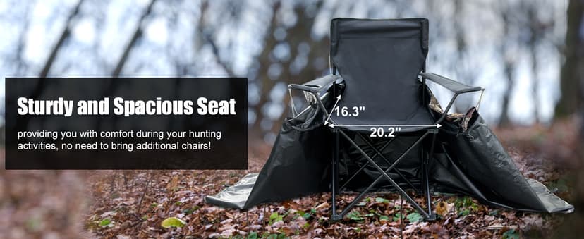 Hunting Blinds with Chair Pop Up Ground Blinds with Carrying Bag Portable 1-Person Hunting Tent for Deer & Turkey Hunting