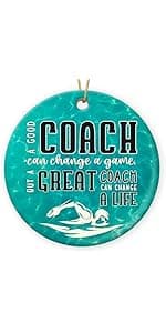 Basketball Coach Appreciation Gifts 2025 - Basketball Coach Christmas Ornament, Ceramic Sports Ornaments for Christmas Tree, Thank You Gifts for Mentor from Basketballs Athletes Team