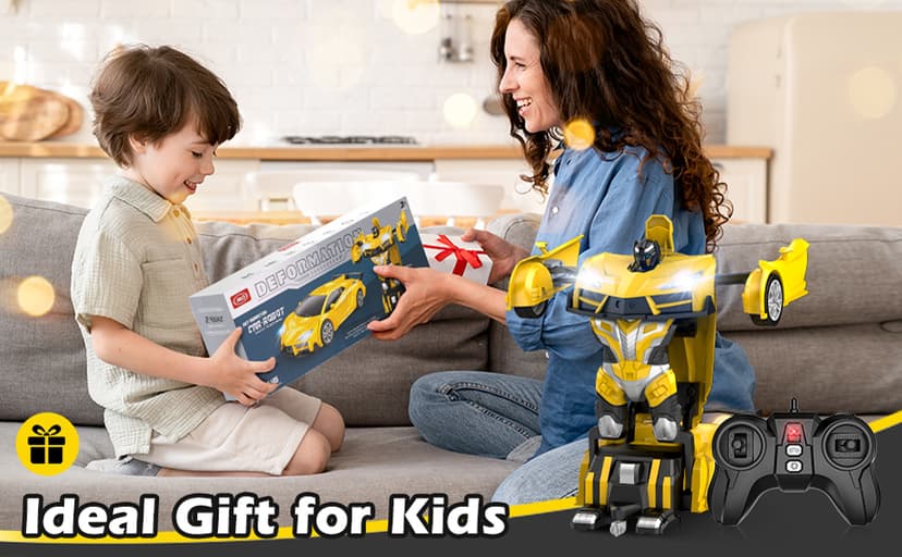 Transform Remote Control Car, RC Cars for Boys Age 3-5 6-8, One-Button Transform Toy Cars, 2.4GHz, 360° Spin, 1:16 Scale, Flashing Headlight,3-8 Year Old Grandkids Christmas Birthday Gifts