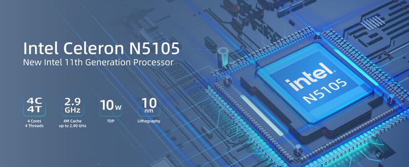 MeLE Fanless Mini PC Quieter3Q 11th Gen N5100 8GB 128GB, Micro Computer WiFi 5 Small Desktop Service with USB-C PD, Gigabit Ethernet, Dual HDMI 4K, Auto Power on, PXE Support M.2 SSD