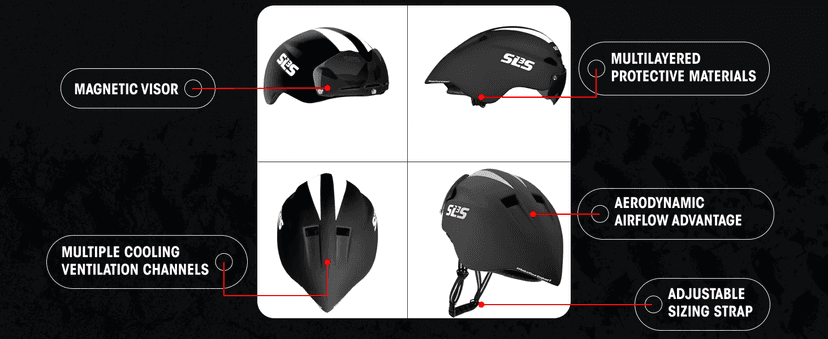 SLS3 Triathlon Helmet - Aero Bike Helmet with Removable Shield Visor Time Trial TT - Lightweight Aero Helmet Triathlon Road Cycling Helmets Men/Women - One Size 22-24 Inches