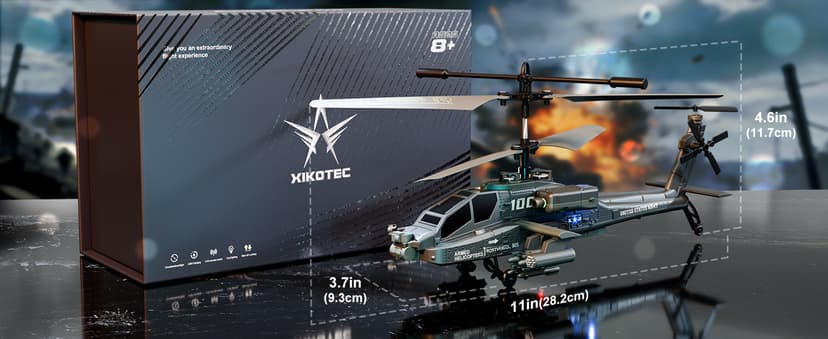 XIKOTEC RC Helicopter, Remote Control Helicopter Toy for Kids, Beginners and Adults with Altitude Hold, Gyro & LED Light, 2 Batteries & USB-C Charging, Gift for Boys Ages 8-12 (Green)