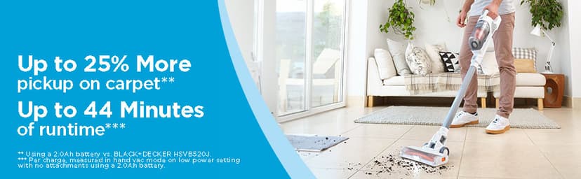 BLACK+DECKER POWERSERIES+ 20V MAX Cordless Stick Vacuum Cleaner with LED Floor Lights, Bagless, Lightweight, Cordless Vacuum Cleaners for Home, Up to 44 Minutes, Powerful Suction, Gray (BHFEA520J)