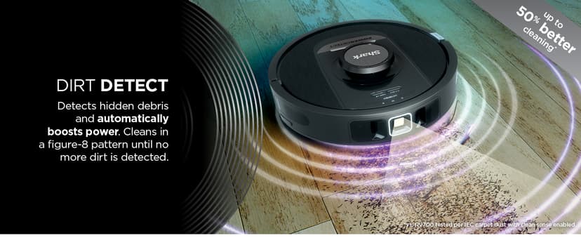 Shark PowerDetect Self-Empty Robot Vacuum with NeverStuck Technology, Auto Deep-Clean Carpets & Hardfloors, 30 Day Capacity HEPA Bagless Base, for Pet Hair, WiFi Black, AV2820S