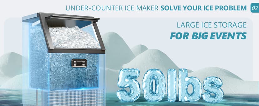EUHOMY Commercial Ice Maker Machine, 200lbs Daily Output, Under Counter ice Machine with 65lbs Ice Storage Capacity, Perfect for Home/Bar/Restaurant/Outdoor Activities(Stainless Steel)