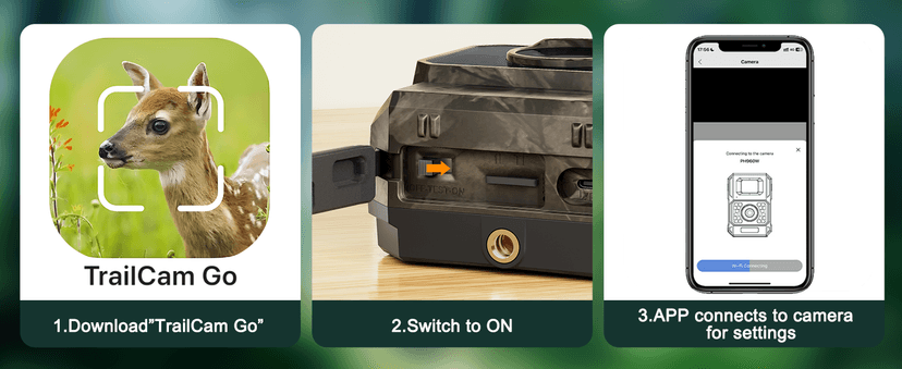 MAXDONE Solar WiFi Trail Camera Bluetooth Game Camera, 4K 64MP Wildlife Cameras 2000mAh Built-in Battery Rechargeable Power Hunting Cameras with Night Vision Trail Cam Bluetooth Wi-Fi Deer Cams