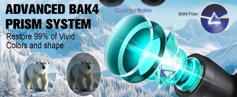 20x50 High Powered Binoculars for Adults, Clear Durable Binoculars for Bird Watching Sightseeing Wildlife Watching Travel Hunting Football Games Stargazing with Carrying Case & Strap