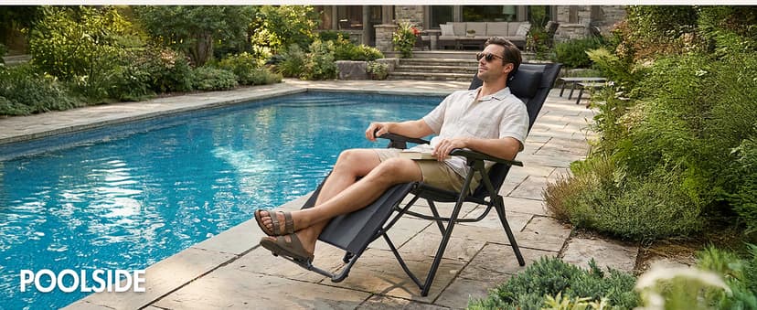 Portal Portable Zero Gravity Chair, Lounge Chair Outdoor Oversized Zero Gravity Chair Folding Lounge Chair with Adjustable Pillows and Cup Holder for Poolside Backyard and Lawn, Support 350lbs