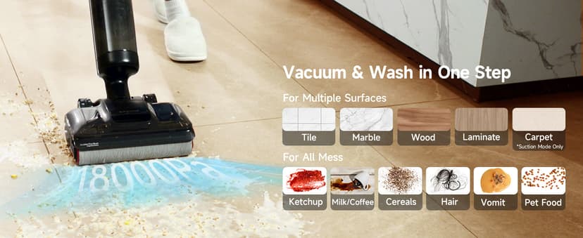 DREAME H12 Pro FlexReach Wet Dry Vacuum Cleaner, 0 Tangle Cordless Vacuum Mop All-in-One for Hard Floors, 180° Lie-Flat Floor Cleaner Machine with 194°F Hot Self-Cleaning, 50Mins Runtime