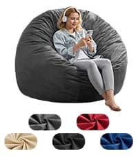 fond + found 5FT Bean Bag Chair for Adults - Giant Memory Foam Bean Bag with Removable Washable Cover, Large Comfy Bean Bag Chair with Handle & Side Pocket for Living Room, Bedroom, Gaming