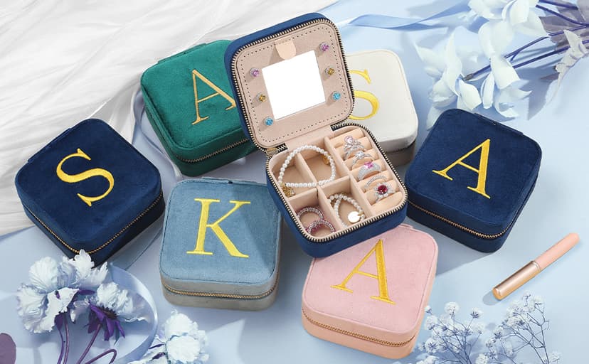 Parima Gifts for Girls - Gifts for Kids, Girl Gift Idea, 6 7 8 9 10 11 12 13 14 15 16 Year Old Girl Birthday Gifts, Teen Girl Gifts Trendy Stuff Travel Jewelry Case Box - Letter A, Pink