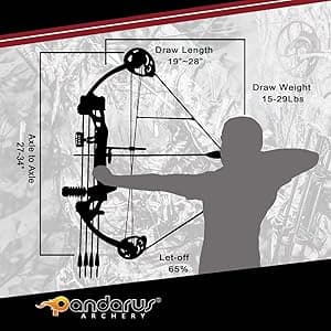 Compound Bow Archery for Youth and Beginner, Right Handed,19”-28” Draw Length,15-29 Lbs Draw Weight, 260 fps