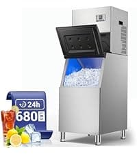 Commercial Ice Maker, 760 LBS/24h with 560 LBS Storage Bin, 156 Ice Cubes Ready in 5-15 min, Self Cleaning Stainless Steel Industrial Ice Machine for Bar Restaurant Cafe