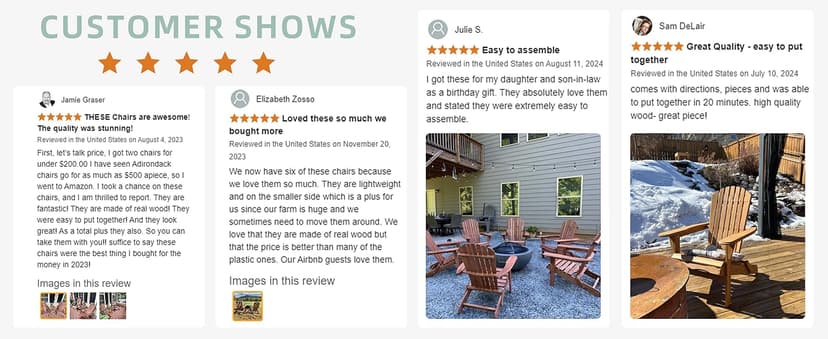 Wooden Folding Adirondack Chair Set of 4, Half Pre-Assembled Wood Lounge Chair for Outdoor Patio Garden Lawn Backyard Deck Pool Beach Firepit