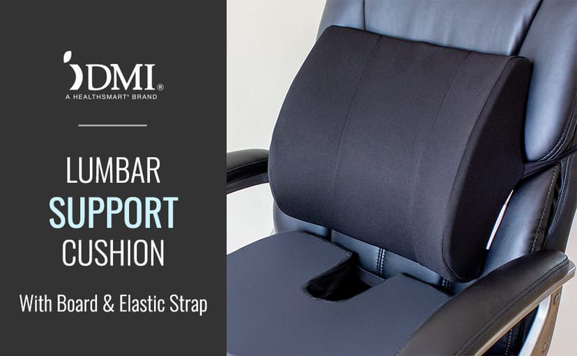 DMI Lumbar Support Pillow for Chair to Assist with Back Support with Removable Washable Cover and Firm Insert to Ease Lower Back Pain while Improving Posture, 14 x 13 x 5, Contoured Foam, Elite, Gray