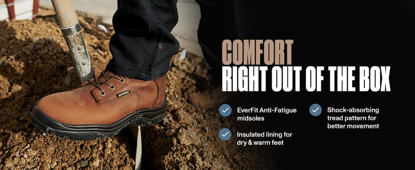 EVER BOOTS EVERBOOTS ULTRA DRY Men's Waterproof Hiking Work Boots, Lightweight Ultility Leather Shoes, Water Proof Tactical Military Outdoor Ankle Mens Boot for Construction, Roofing, Hunting, Winter Trails