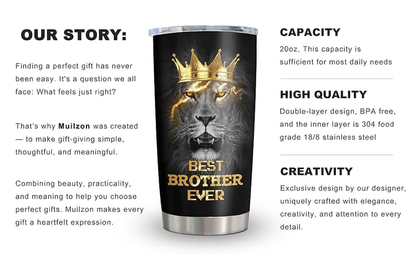Best Gifts for Brother, Fathers Day/Christmas/Birthday Gift for Brothers Adult Tumblers 20oz, Big Brother Gifts from Sister Coffee Mug, Funny Gift for Older/Little Brothers Cup
