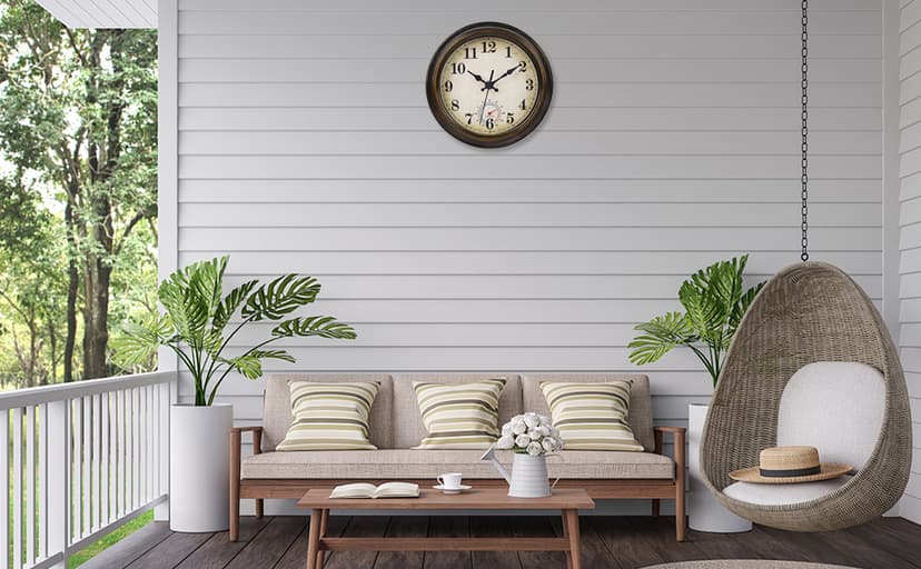 Horizent Outdoor Clocks Waterproof with Thermometer Combo Vintage Rustic Wall Clock for Patio Pool Bathroom Kitchen(8 Inch,Bronze)