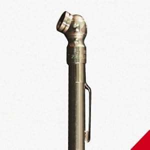 Milton S-925 Pencil Tire Pressure Gauge for Trucks, RV’s & Bicycle Tires, Single Head Chuck with Built-in Deflator Valve, Durable Plated Brass, Pressure Measured in PSI & kPa
