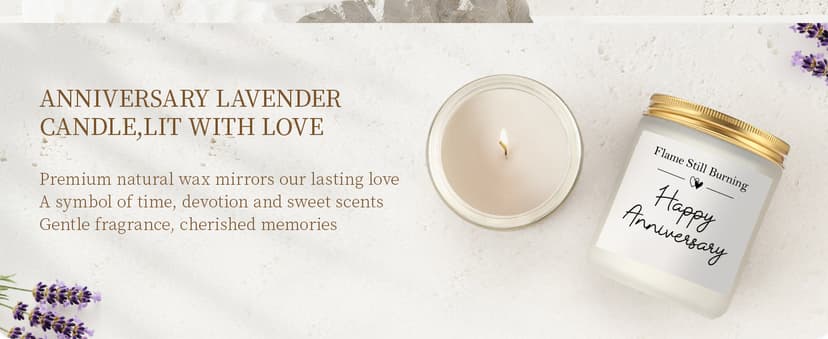 Happy Anniversary Couple Gifts - 10th, 25th, 40th, 50th Wedding Anniversary Candle Gifts for Him, Her, Husband, Wife - 7oz Lavender Soy Wax Scented Candle