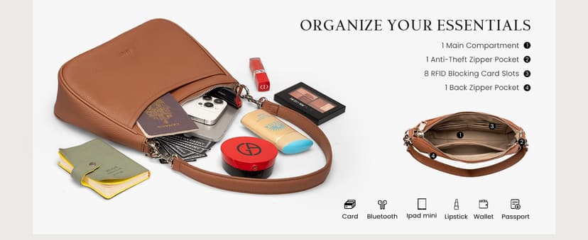 befen Genuine Leather Crossbody Bags for Women Anti Theft Shoulder Purse Trendy Hobo Bag with RFID Womens Handbag Purse