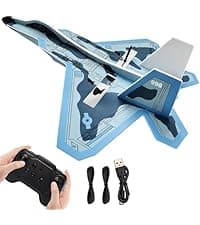 Rc Drone Remote Control Airplane -2.4GHz Foam V17 Jet Fighter Stunt,360° Drop-Resistant Stunt Spin Remote & Light RC Airplane with 2 Batteries for Kids Boys Girls (White)
