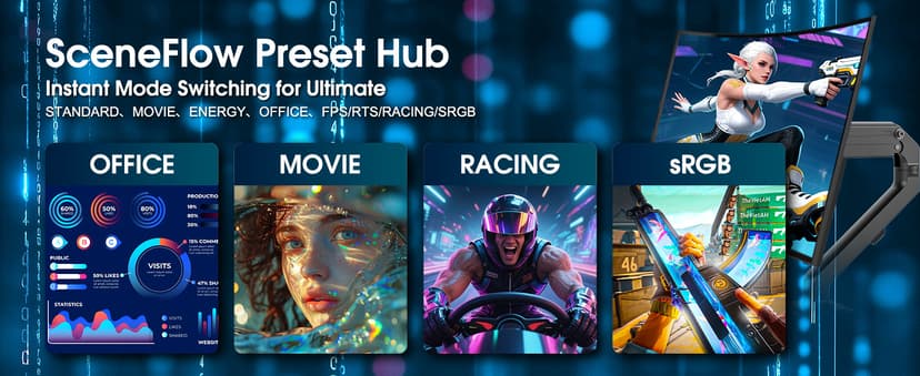 SANSUI 27 Inch Curved 240Hz Gaming Monitor FHD 1080P, 1500R Curve Computer Monitor, 130% sRGB, 4000:1 Contrast, HDR, FreeSync, MPRT 1Ms, Low Blue Light, HDMI DP Ports, Metal Stand, DP Cable Incl.