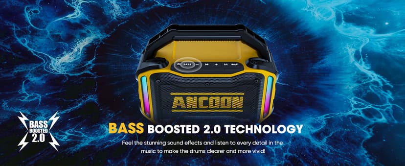 Speakers Bluetooth Wireless: 80W(Peak) Loud Speaker with Bass, 20H Playtime, IPX6 Waterproof, Large Jobsite Speakers for Work, Outdoor, Workshop, Garage, Portable Speaker with TWS (Black)