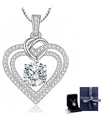 InfinityLove Heart Pendant Necklaces for Women, 2-5 Carat Moissanite Heart Necklace, Anniversary Birthday Christmas Valentine Engagements Mothers Day Jewelry for Wife Her Girlfriend Mom Daughter