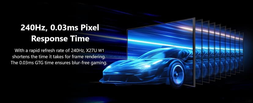Acer Predator Gaming Monitor | 26.5" WQHD 2560x1440 QD-OLED | AMD FreeSync Premium | 240Hz | 0.03ms | Tilt, Height Adjustment, Pivot & Swivel | DCI-P3 99% | 2 x DP 1.4 & 2 x HDMI 2.1 | X27U W1bmiipprx